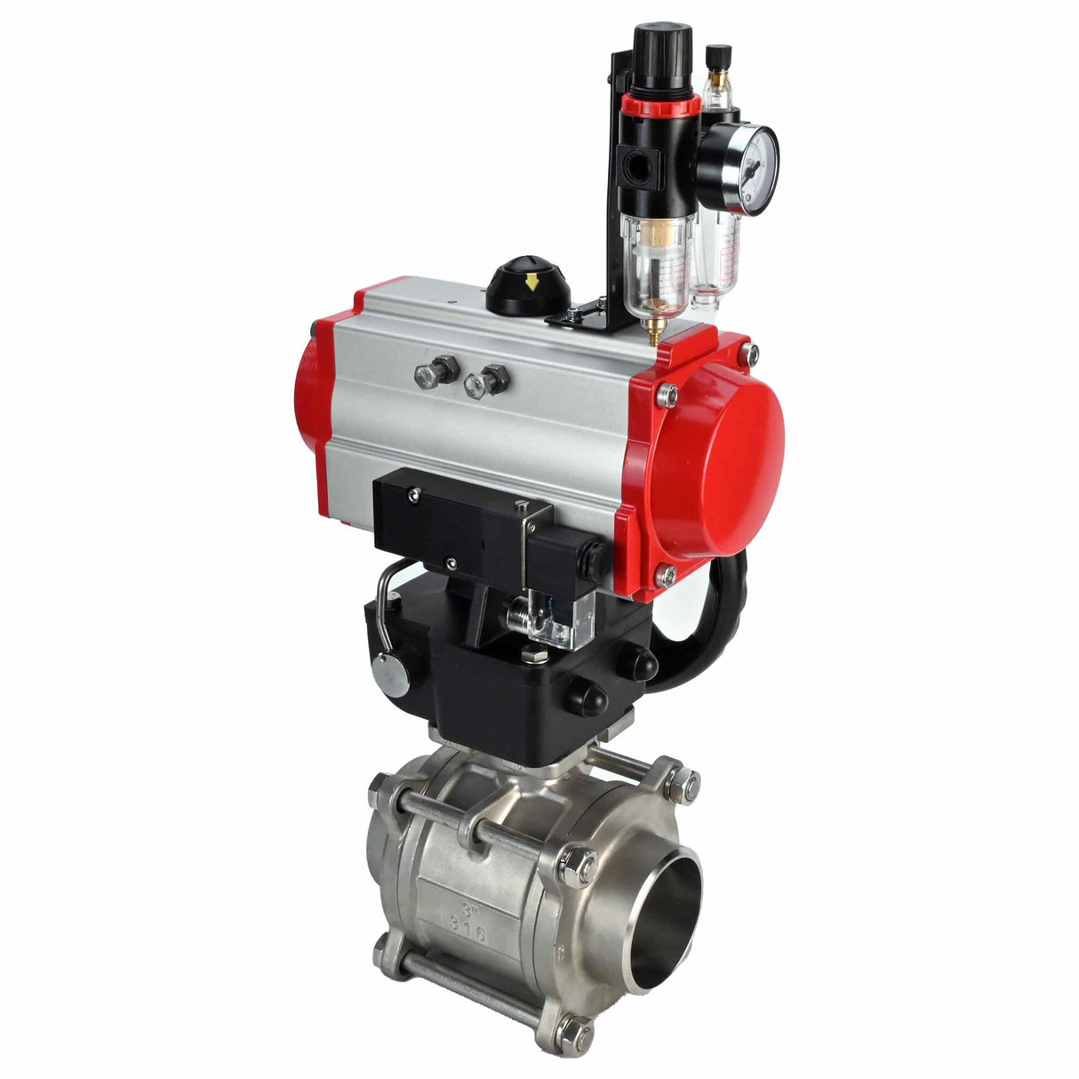 Kugelhahn aus Edelstahl Elephant kshpp-316200-da-4m310-24-hdm-atu, Gehäusematerial - Edelstahl AISI 316, Kugelmaterial - Edelstahl AISI 316, Dichtung - PTFE, pneumatisch betätigter Antrieb