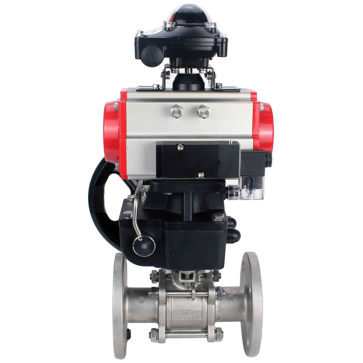 Kugelhahn aus Edelstahl Elephant ksfpt-316-180-da-4m310-110/220v-apl210n-hdm, Gehäusematerial - Edelstahl AISI 316, Kugelmaterial - Edelstahl AISI 316, Dichtung - PTFE, pneumatisch betätigter Antrieb