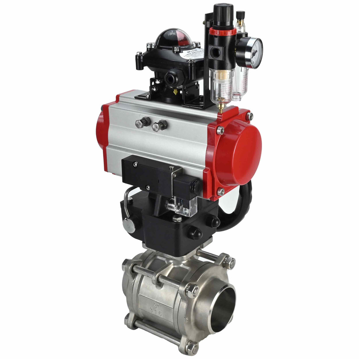 Kugelhahn aus Edelstahl Elephant kshpp-316200-da-4m310-110/220-apl210n-hdm-atu, Gehäusematerial - Edelstahl AISI 316, Kugelmaterial - Edelstahl AISI 316, Dichtung - PTFE, pneumatisch betätigter Antrieb