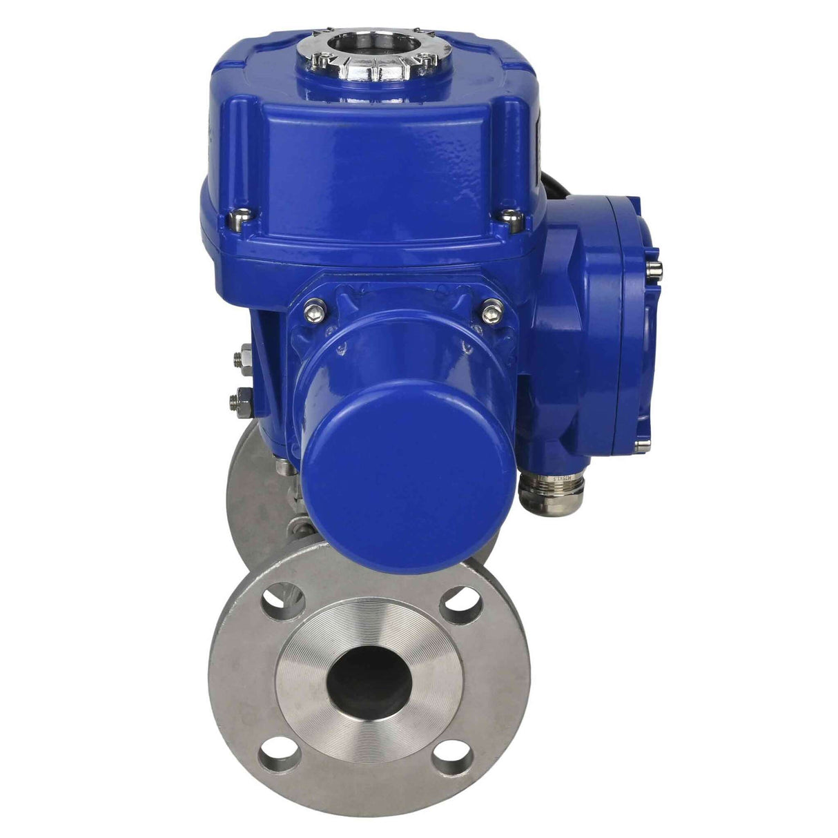 Edelstahl-Kugelhahn Elephant BVFPT.316.180 dreiteilig, Gehäusewerkstoff - Edelstahl SS316, Dichtung - PTFE, mit Flansch, voller Durchgang, elektrischer Schwenkantrieb Elephant QT-W (M) 220 V