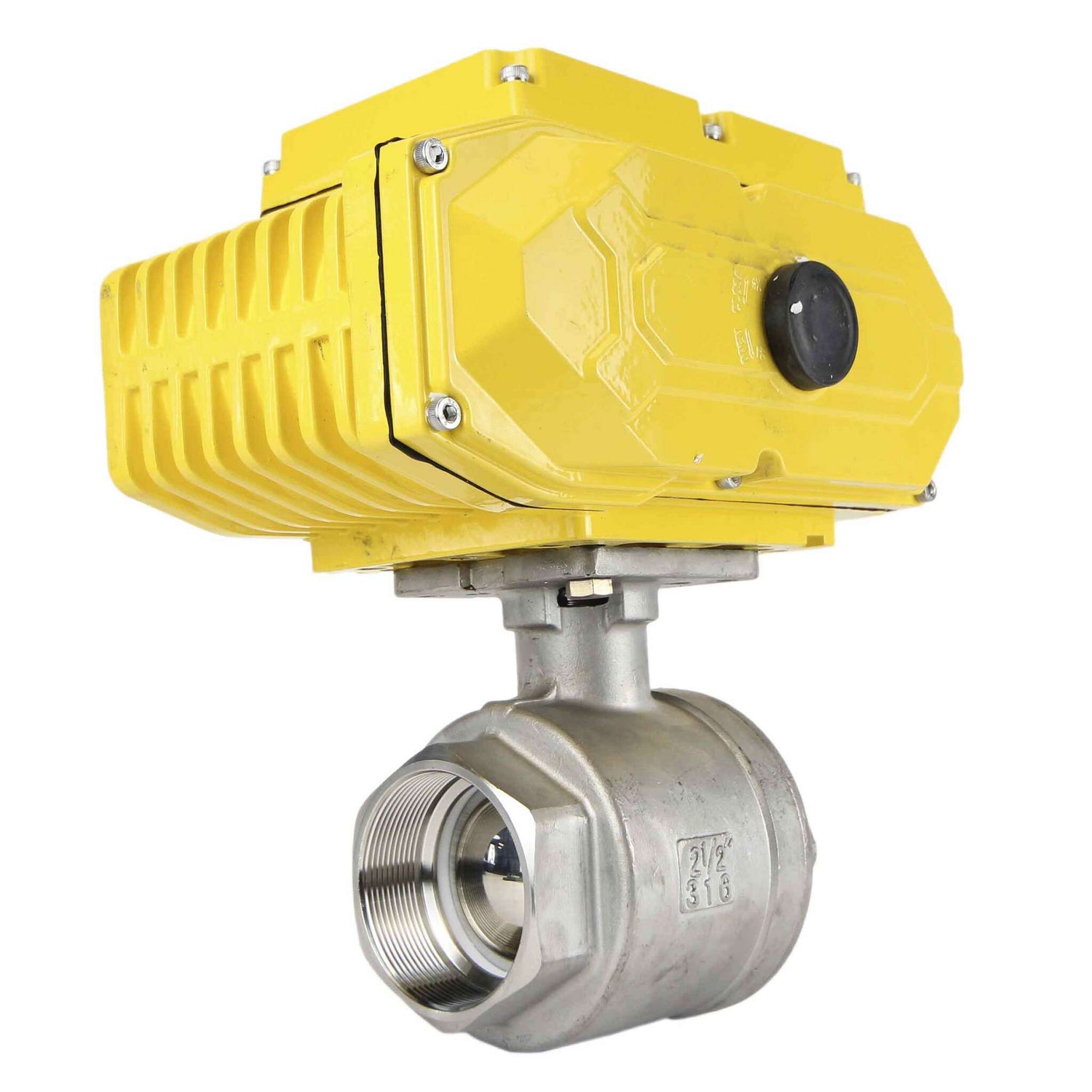 Kugelhahn aus Edelstahl Elephant BVMP.316.230-ISO PSI914, Gehäusematerial - Edelstahl AISI 316, Kugelmaterial - Edelstahl AISI 316, Dichtung - PTFE, Gewinde, Vierteldrehung elektrischer Antrieb Elephant-110/220В