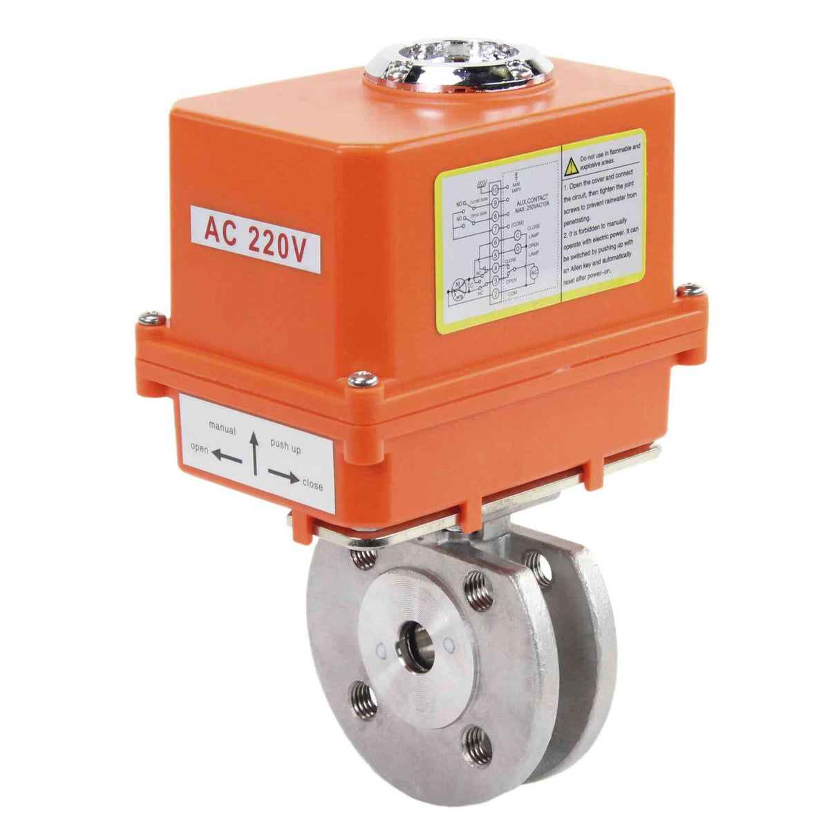 Kugelhahn aus Edelstahl Elephant kchmfp-elephant-110/220v, Gehäusematerial - Edelstahl AISI 316, Kugelmaterial - Edelstahl AISI 316, Dichtung - PTFE, elektrisch betätigter Antrieb