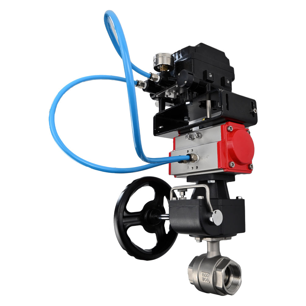 Kugelhahn aus Edelstahl Elephant kshmp316-elephant-da-yt1000rsi-hdm, Gehäusematerial - Edelstahl AISI 316, Kugelmaterial - Edelstahl AISI 316, Dichtung - PTFE, pneumatisch betätigt
