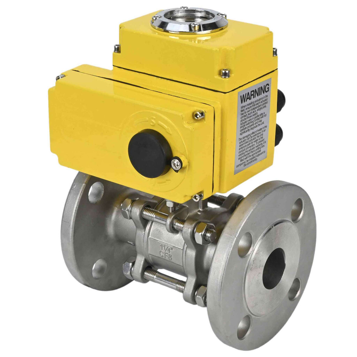 Kugelhahn aus Edelstahl Elephant ksfpt-304-180-24v, Gehäusematerial - Edelstahl AISI 304, Kugelmaterial - Edelstahl AISI 304, Dichtung - PTFE, elektrisch betätigter Antrieb