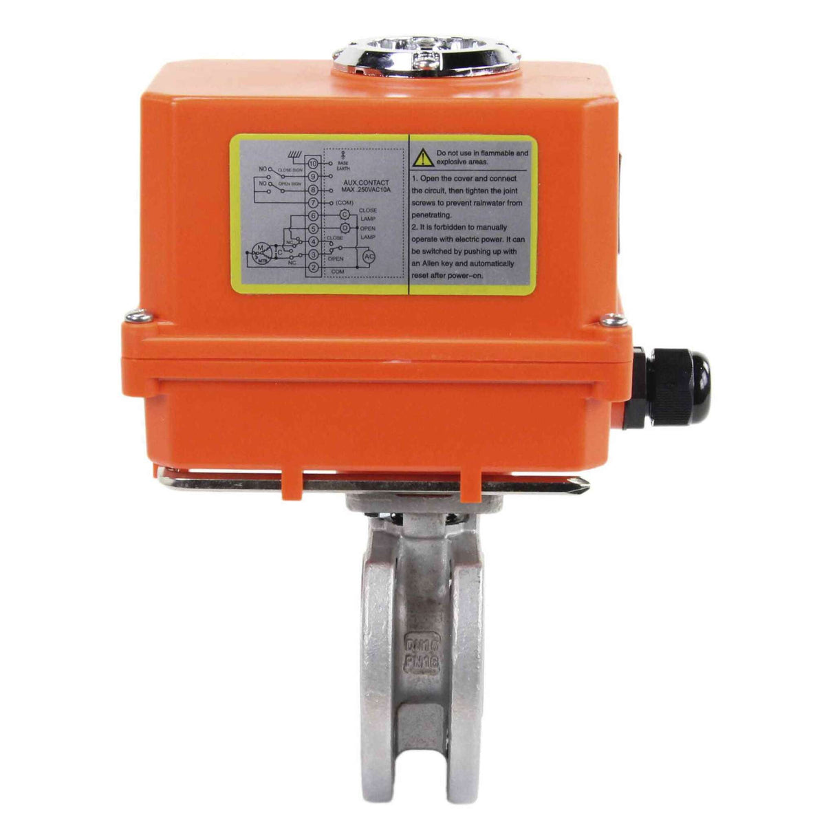 Kugelhahn aus Edelstahl Elephant kchmfp-elephant-110/220v, Gehäusematerial - Edelstahl AISI 316, Kugelmaterial - Edelstahl AISI 316, Dichtung - PTFE, elektrisch betätigter Antrieb