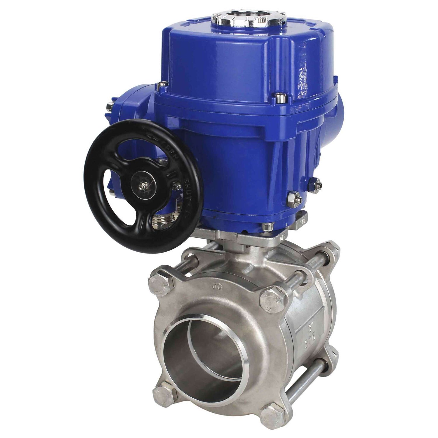 Edelstahl-Kugelhahn Elephant BVPP 316.200-ISO PSI914 SS316 mit vollem Durchgang, zum Schweißen, Gehäusematerial - Edelstahl, elektrischer Schwenkantrieb Elephant QT-W (M) 380 V