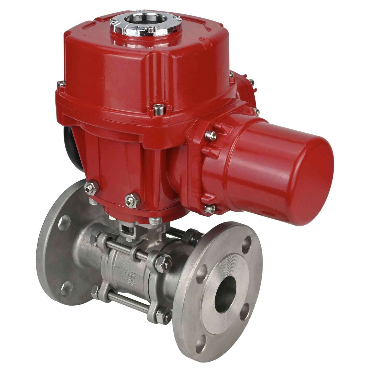 Edelstahl-Kugelhahn Elephant BVFPT.316.180 dreiteilig, Gehäusewerkstoff - Edelstahl SS316, Dichtung - PTFE, mit Flansch, voller Durchgang, elektrischer Schwenkantrieb Elephant QT-W (M) EX 380 V