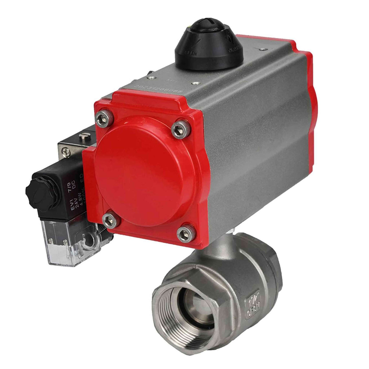 Kugelhahn aus Edelstahl Elephant kshmp316-elephant-da-4m310-24v, Gehäusematerial - Edelstahl AISI 316, Kugelmaterial - Edelstahl AISI 316, Dichtung - PTFE, pneumatisch betätigt