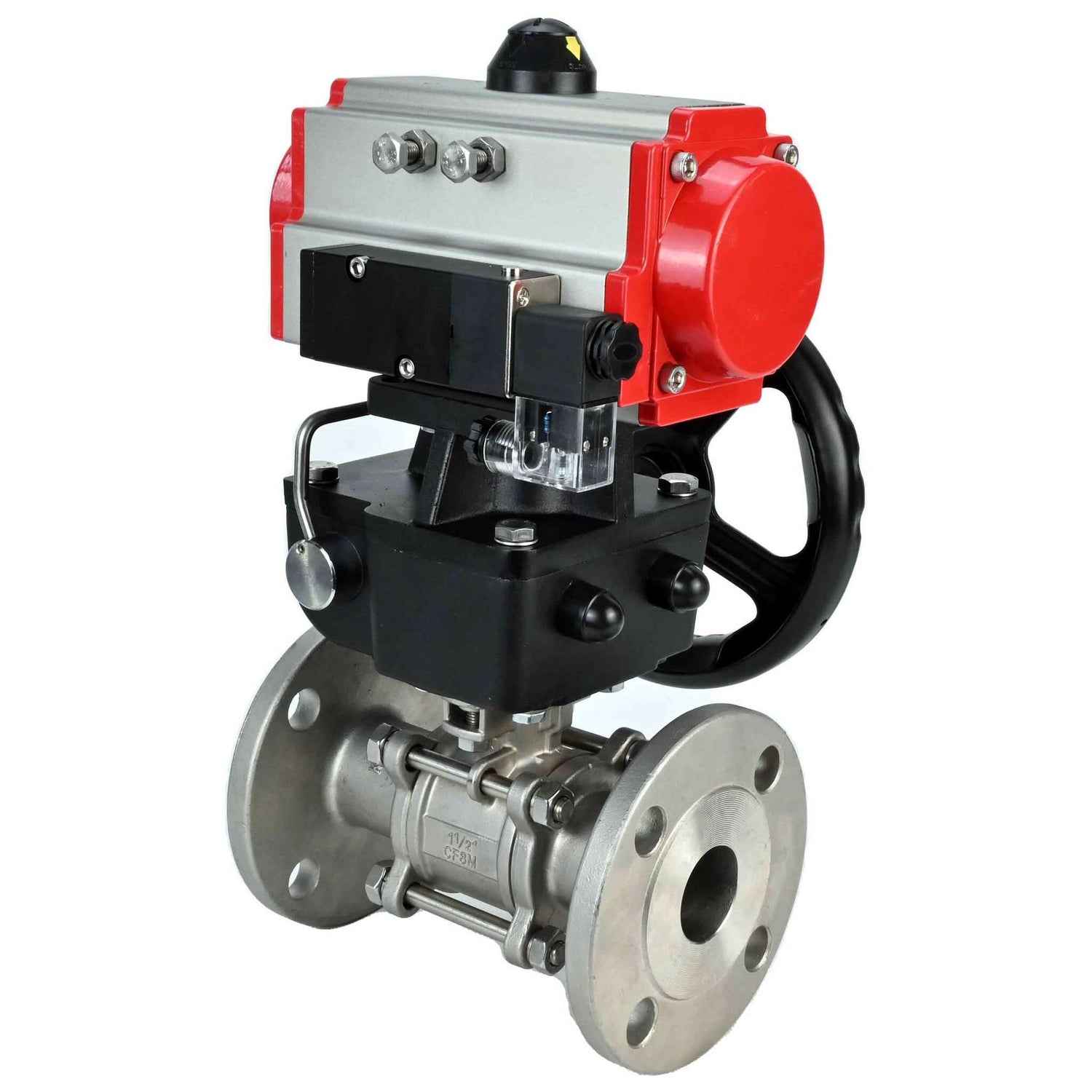 Kugelhahn aus Edelstahl Elephant ksfpt-316-180-da-4m310-110/220v-hdm, Gehäusematerial - Edelstahl AISI 316, Kugelmaterial - Edelstahl AISI 316, Dichtung - PTFE, pneumatisch betätigter Antrieb