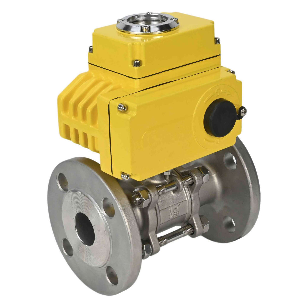 Kugelhahn aus Edelstahl Elephant ksfpt-304-180-24v, Gehäusematerial - Edelstahl AISI 304, Kugelmaterial - Edelstahl AISI 304, Dichtung - PTFE, elektrisch betätigter Antrieb