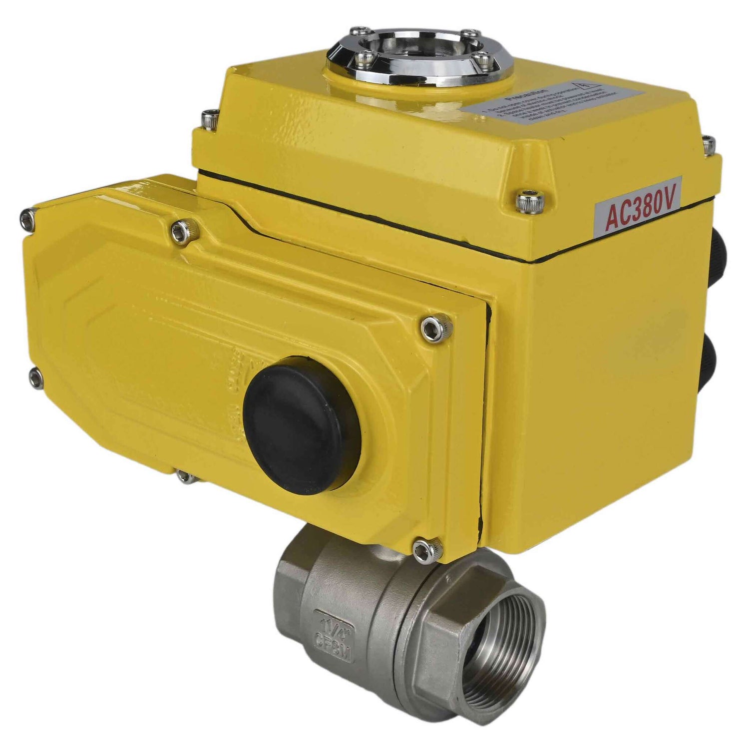 Kugelhahn aus Edelstahl Elephant BVMP.316.230-ISO PSI914, Gehäusematerial - Edelstahl AISI 316, Kugelmaterial - Edelstahl AISI 316, Dichtung - PTFE, Gewinde, Vierteldrehung elektrischer Antrieb Elephant-380 V