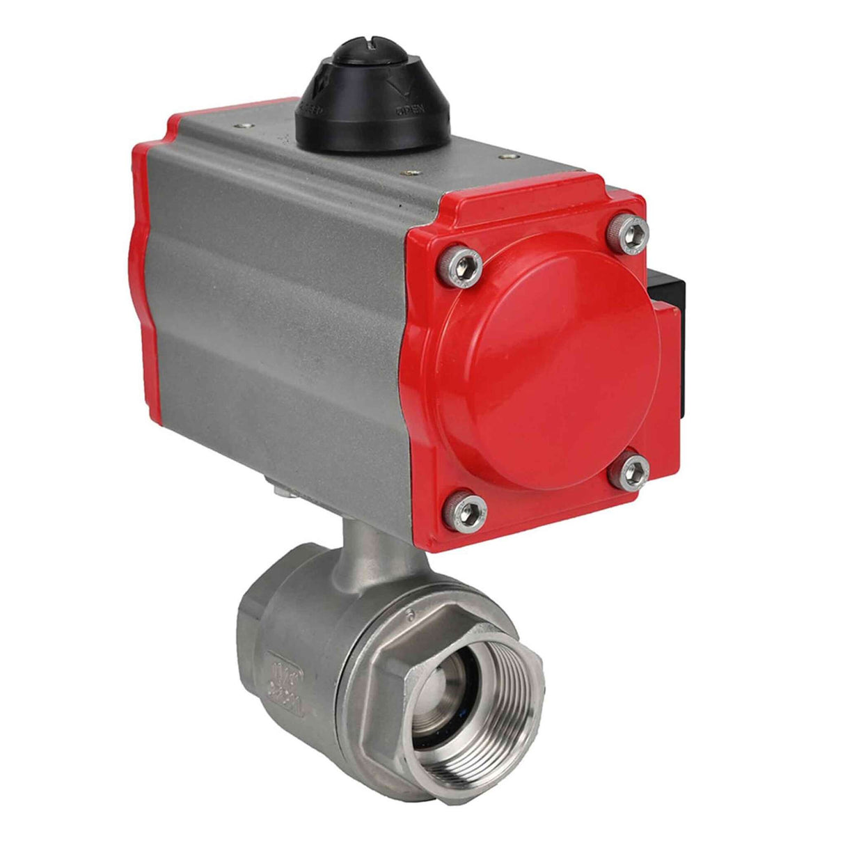 Kugelhahn aus Edelstahl Elephant kshmp316-elephant-da-4m310-24v, Gehäusematerial - Edelstahl AISI 316, Kugelmaterial - Edelstahl AISI 316, Dichtung - PTFE, pneumatisch betätigt