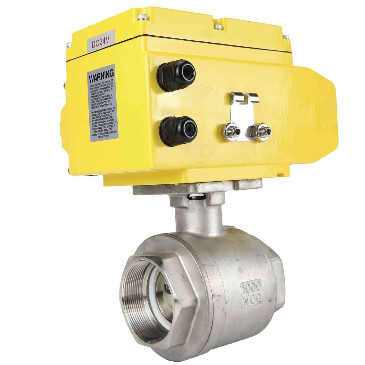 Kugelhahn aus Edelstahl Elephant kshmp316-elephant-24, Gehäusematerial - Edelstahl AISI 316, Kugelmaterial - Edelstahl AISI 316, Dichtung - PTFE, elektrisch betätigter Antrieb