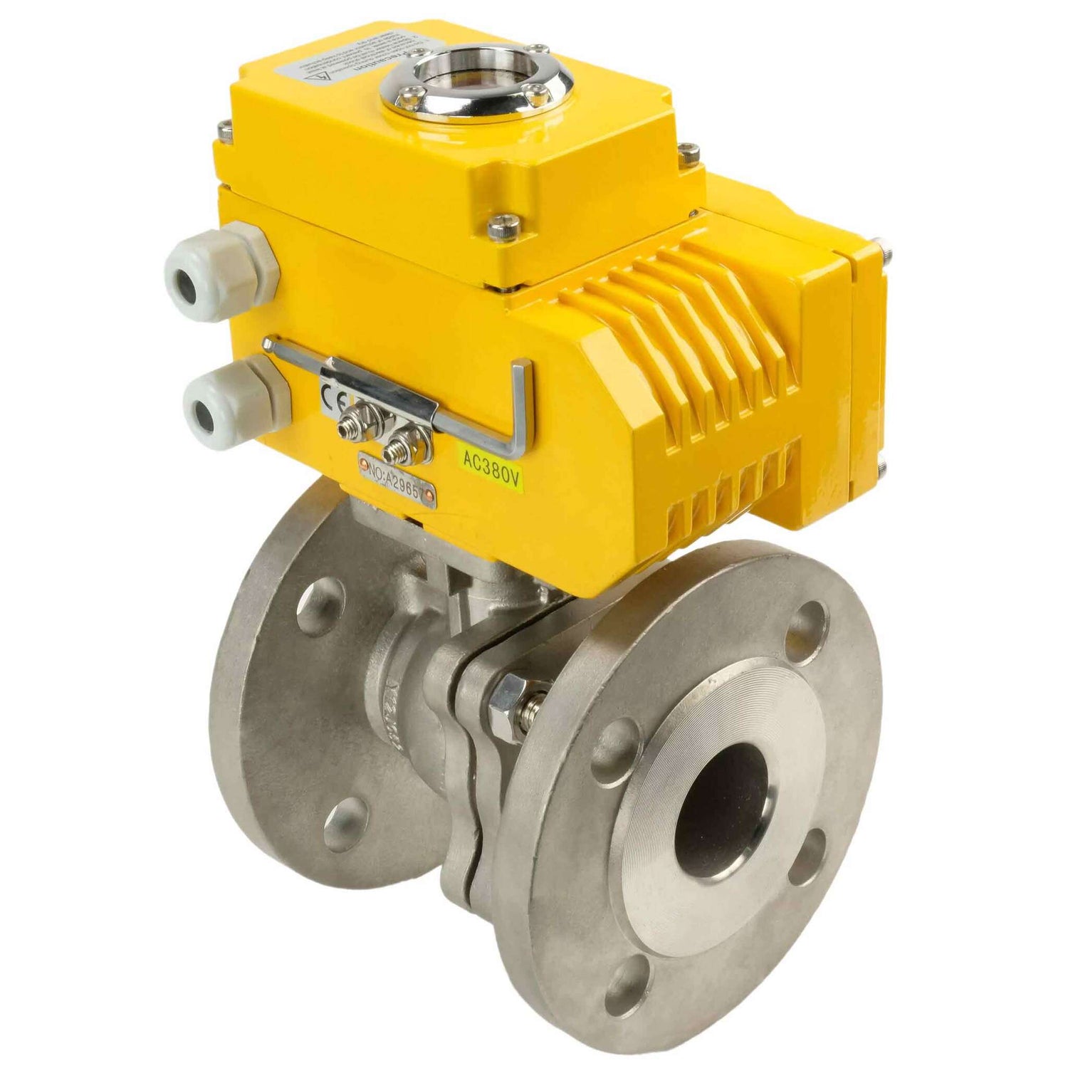 Kugelhahn aus Edelstahl Elephant kchfp-elephant-380v, Gehäusematerial - Edelstahl AISI 316, Kugelmaterial - Edelstahl AISI 316, Dichtung - PTFE, elektrisch betätigter Antrieb