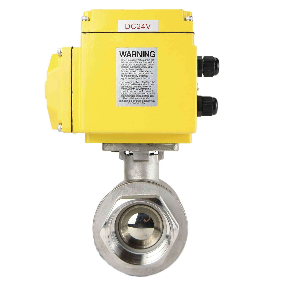 Kugelhahn aus Edelstahl Elephant kshmp316-elephant-24, Gehäusematerial - Edelstahl AISI 316, Kugelmaterial - Edelstahl AISI 316, Dichtung - PTFE, elektrisch betätigter Antrieb