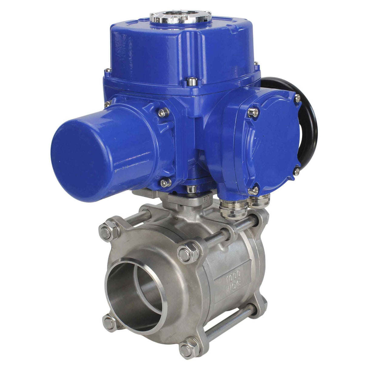 Edelstahl-Kugelhahn Elephant BVPP 316.200-ISO PSI914 SS316 mit vollem Durchgang, zum Schweißen, Gehäusematerial - Edelstahl, elektrischer Schwenkantrieb Elephant QT-W (M) 220 V