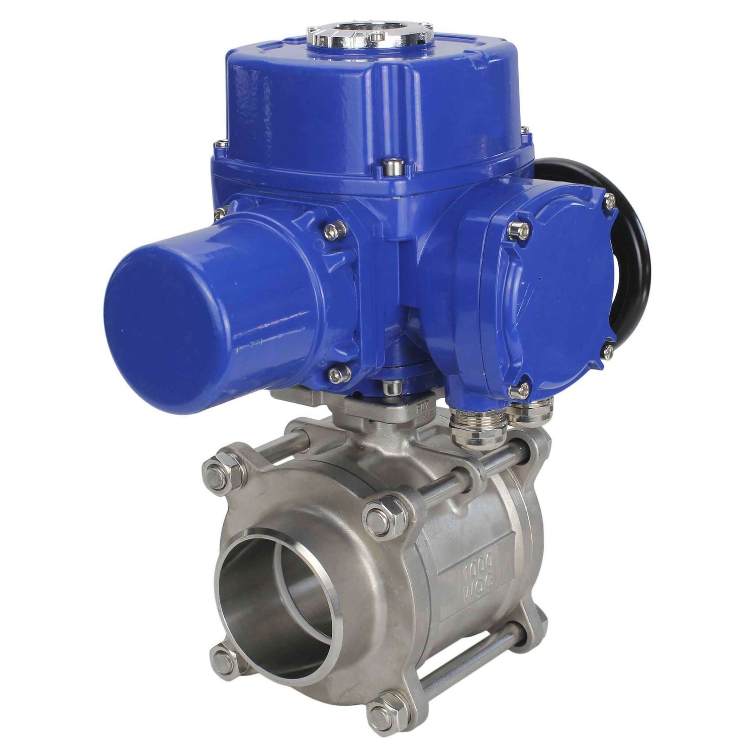 Edelstahl-Kugelhahn Elephant BVPP 316.200-ISO PSI914 SS316 mit vollem Durchgang, zum Schweißen, Gehäusematerial - Edelstahl, elektrischer Schwenkantrieb Elephant QT-W (M) 220 V