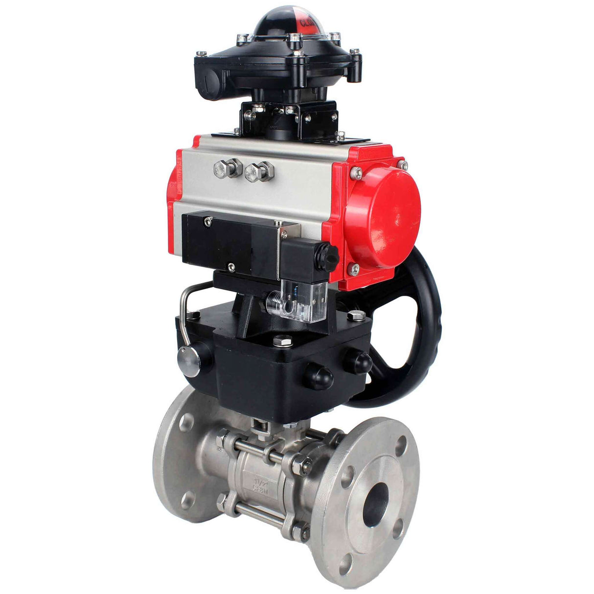 Kugelhahn aus Edelstahl Elephant ksfpt-304-180-da-4m310-110/220v-apl210n-hdm, Gehäusematerial - Edelstahl AISI 304, Kugelmaterial - Edelstahl AISI 304, Dichtung - PTFE, pneumatisch betätigt