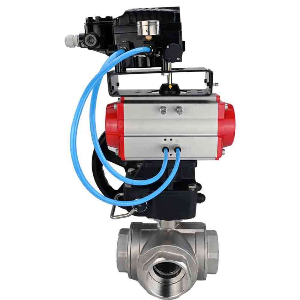 Kugelhahn aus Edelstahl Elephant 3h-l-rpss316200mm-iso-pnevpr-da-hdm-epp-boz, Gehäusematerial - Edelstahl AISI 316, Kugelmaterial - Edelstahl AISI 316, Dichtung - PTFE, pneumatisch betätigter Antrieb