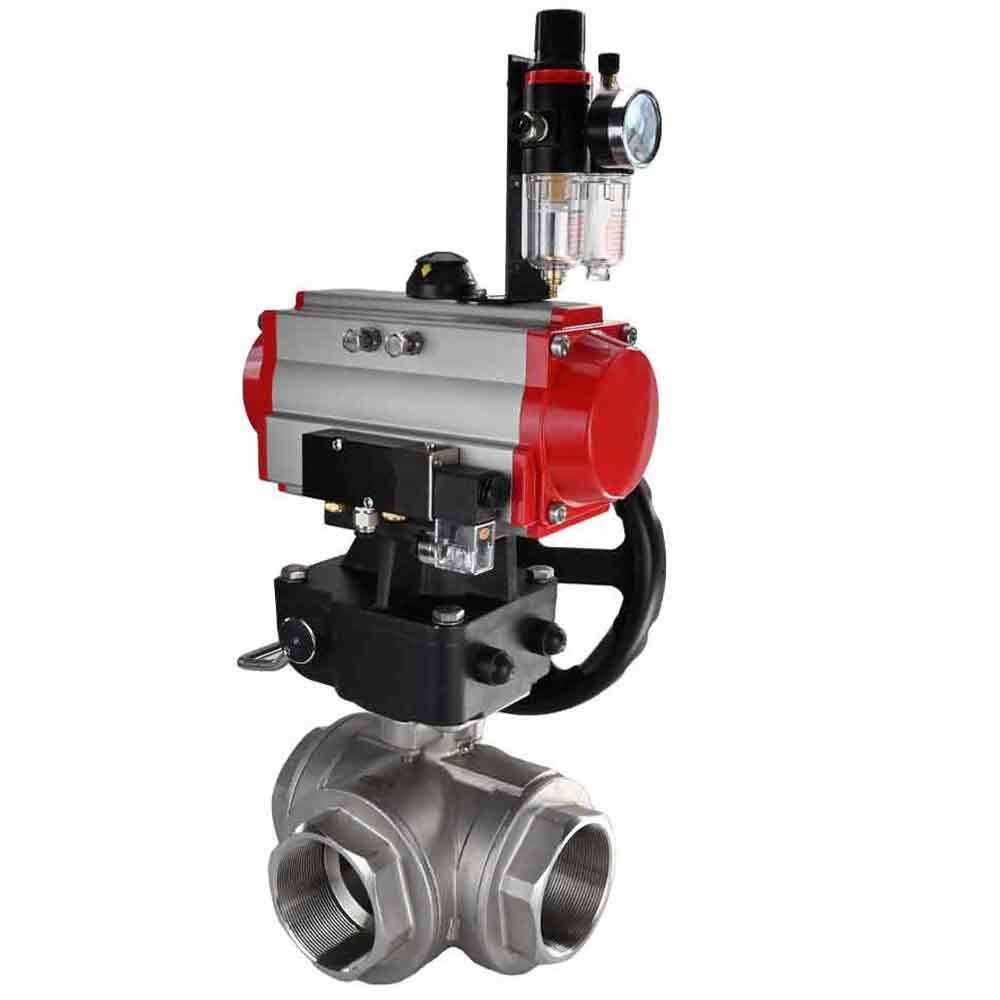 Kugelhahn aus Edelstahl Elephant 3h-l-rpss316200mm-iso-pnevpr-da-rasp-110/220v-hdm-atu, Gehäusematerial - Edelstahl AISI 316, Kugelmaterial - Edelstahl AISI 316, Dichtung - PTFE, pneumatisch betätigter Antrieb