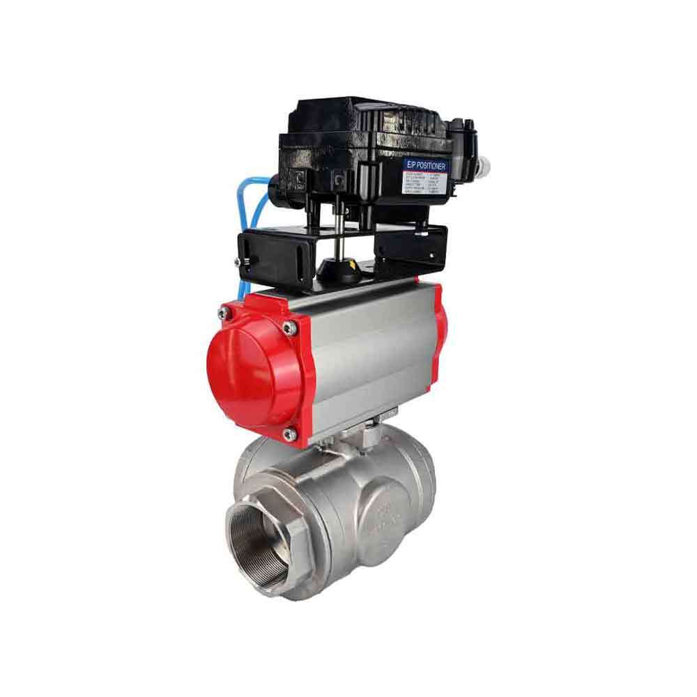 Kugelhahn aus Edelstahl Elephant 3h-l-rpss316200mm-iso-pnevpr-sa-epp-soz, Gehäusematerial - Edelstahl AISI 316, Kugelmaterial - Edelstahl AISI 316, Dichtung - PTFE, pneumatisch betätigter Antrieb