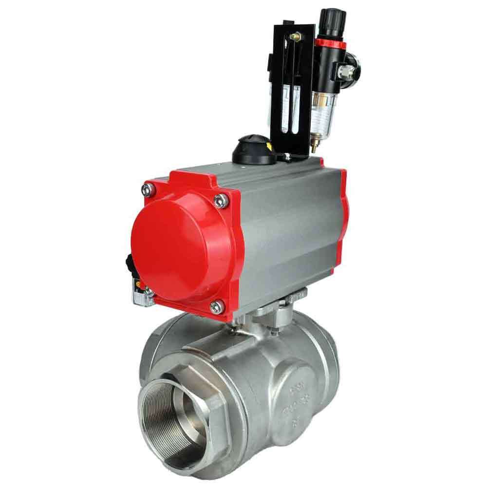 Kugelhahn aus Edelstahl Elephant 3h-l-rpss316200mm-iso-pnevpr-sa-rasp-110/220v-atu, Gehäusematerial - Edelstahl AISI 316, Kugelmaterial - Edelstahl AISI 316, Dichtung - PTFE, pneumatisch betätigter Antrieb