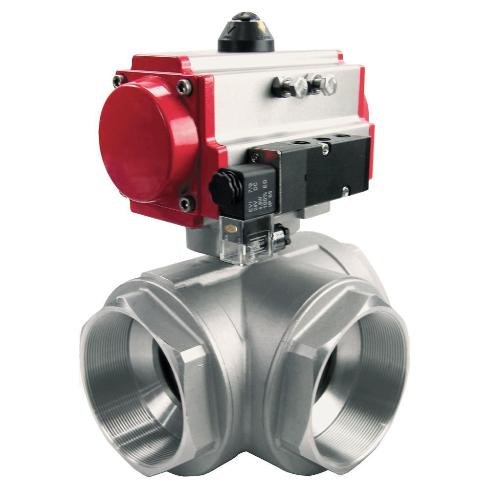 Kugelhahn aus Edelstahl Elephant 3h-l-rpss316200mm-iso-pnevpr-da-rasp-24v, Gehäusematerial - Edelstahl AISI 316, Kugelmaterial - Edelstahl AISI 316, Dichtung - PTFE, pneumatisch betätigter Antrieb