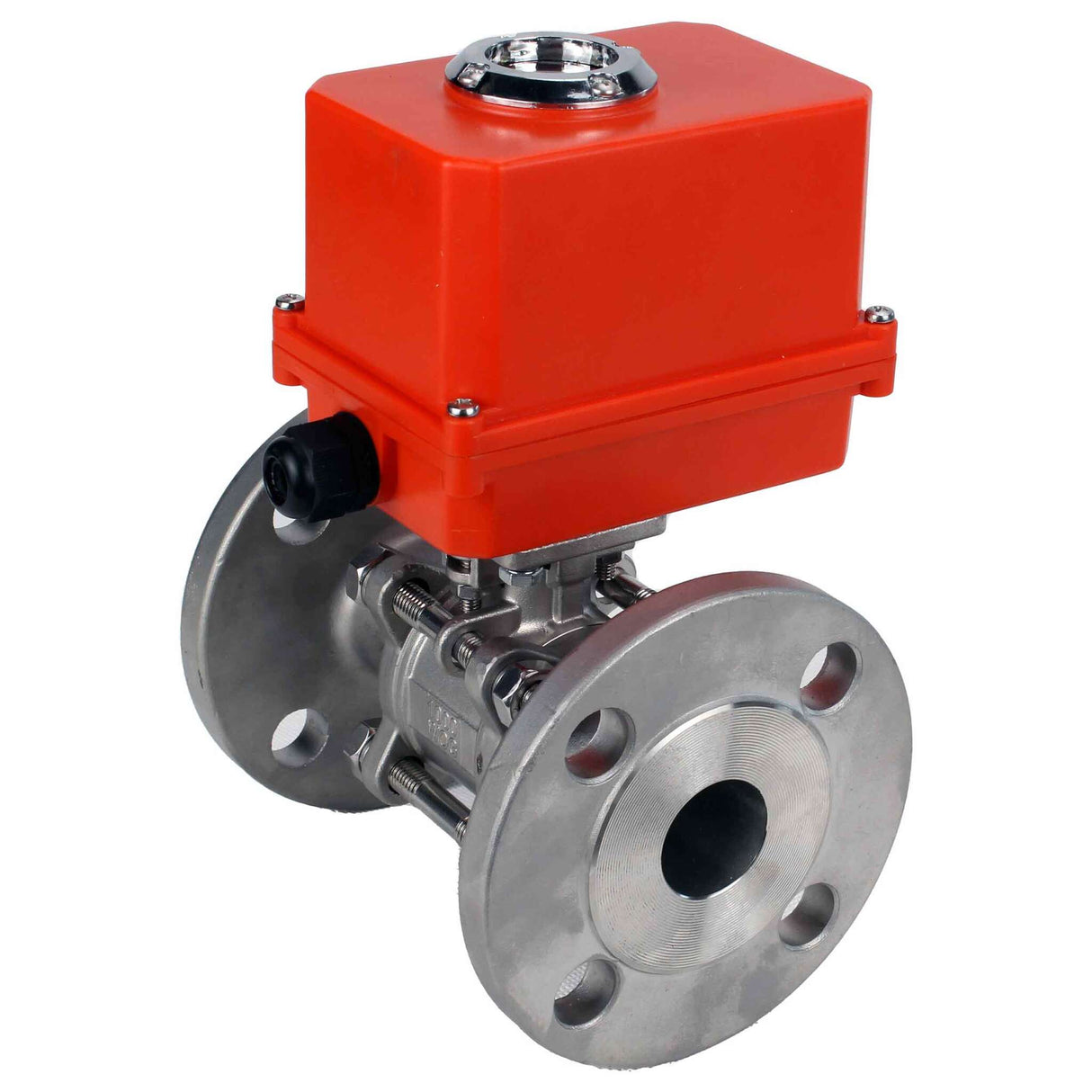 Kugelhahn aus Edelstahl Elephant ksfpt-316-180-110/220v, Gehäusematerial - Edelstahl AISI 316, Kugelmaterial - Edelstahl AISI 316, Dichtung - PTFE, elektrisch betätigter Antrieb