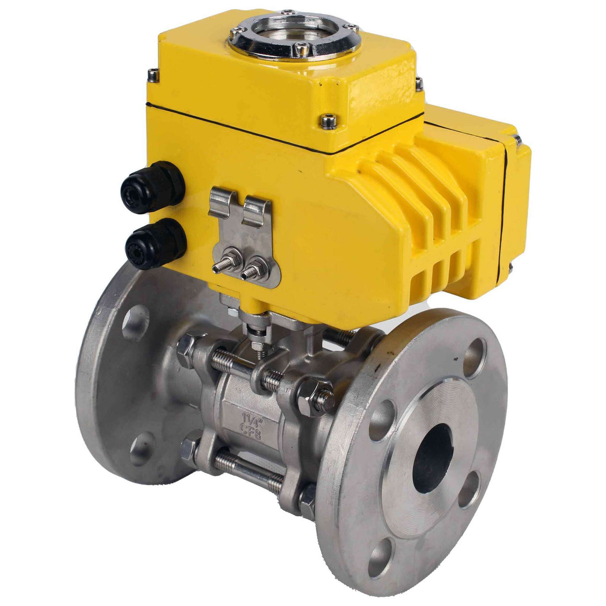 Edelstahl-Kugelhahn Elephant BVFPT-ISO.316.180 PSI580 dreiteilig, Gehäusematerial - Edelstahl SS316, Dichtung - PTFE, geflanscht, voller Durchgang, Elektroantrieb Elephant-003 220 V