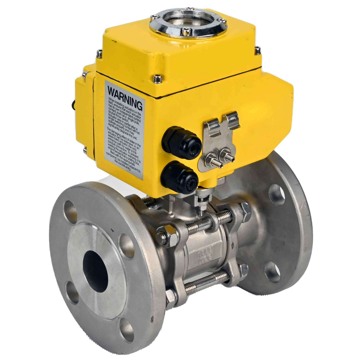 Kugelhahn aus Edelstahl Elephant ksfpt-316-180-24v, Gehäusematerial - Edelstahl AISI 316, Kugelmaterial - Edelstahl AISI 316, Dichtung - PTFE, elektrisch betätigter Antrieb