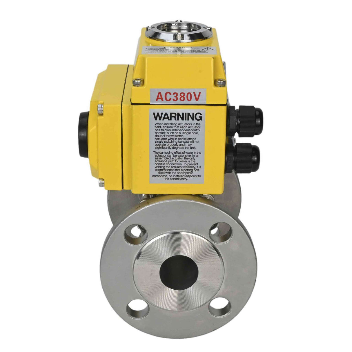 Kugelhahn aus Edelstahl Elephant ksfpt-304-180-380v, Gehäusematerial - Edelstahl AISI 304, Kugelmaterial - Edelstahl AISI 304, Dichtung - PTFE, elektrisch betätigter Antrieb