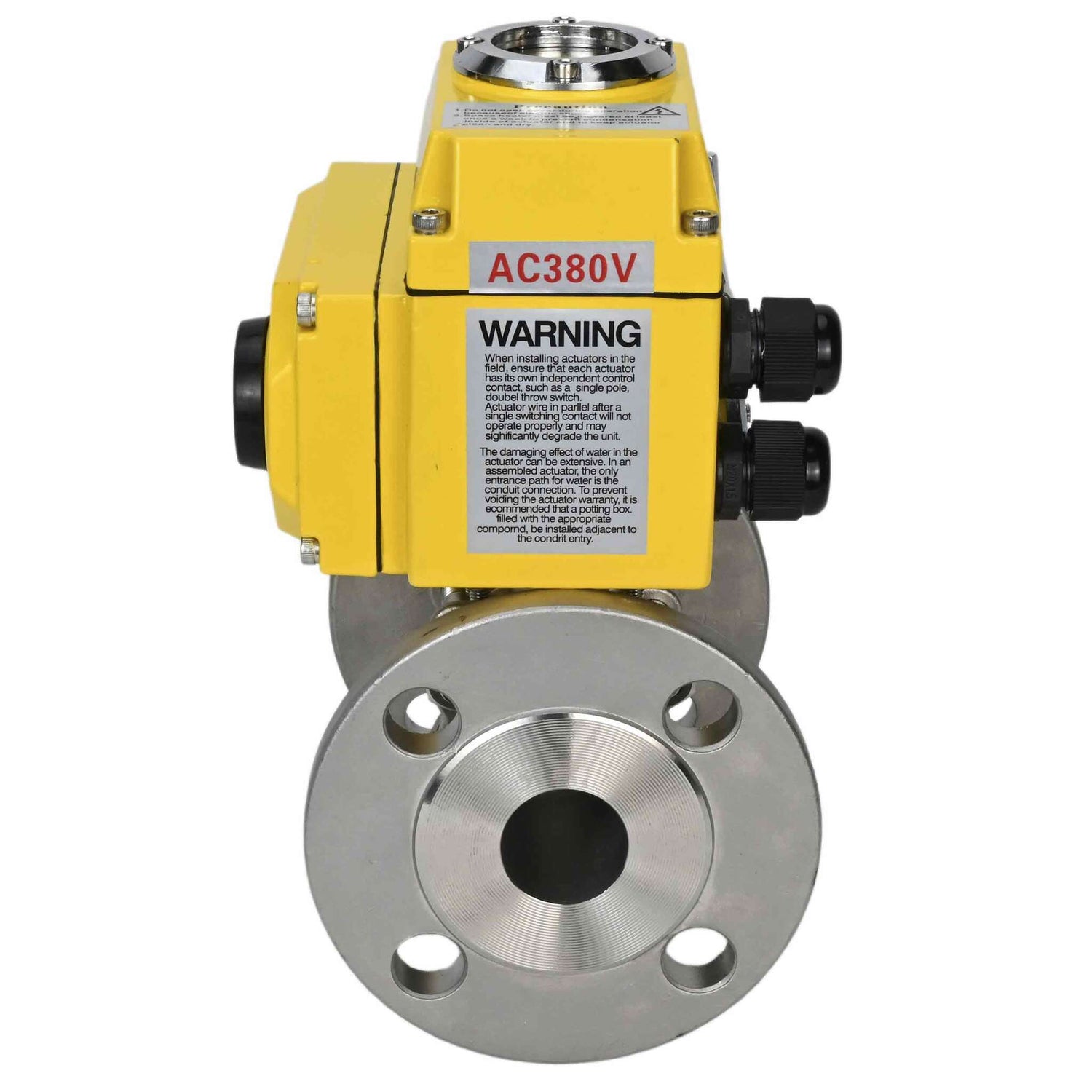 Kugelhahn aus Edelstahl Elephant ksfpt-316-180-380v, Gehäusematerial - Edelstahl AISI 316, Kugelmaterial - Edelstahl AISI 316, Dichtung - PTFE, elektrisch betätigter Antrieb