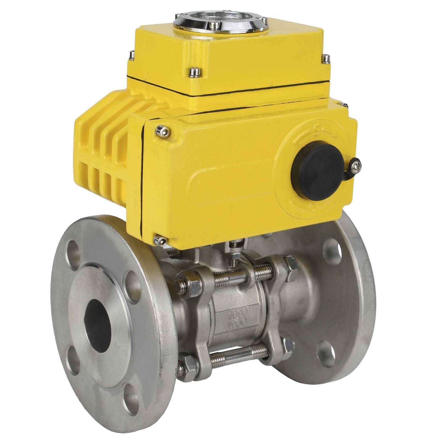 Edelstahl-Kugelhahn Elephant BVFPT-ISO.316.180 PSI580 dreiteilig, Gehäusematerial - Edelstahl SS316, Dichtung - PTFE, geflanscht, voller Durchgang, Elektroantrieb Elephant-003 220 V