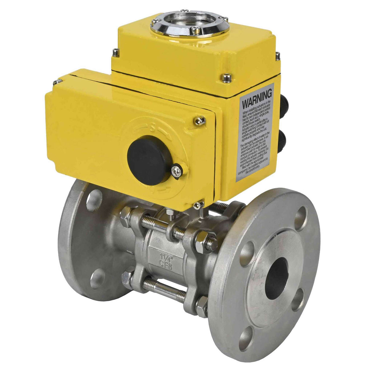 Kugelhahn aus Edelstahl Elephant ksfpt-316-180-24v, Gehäusematerial - Edelstahl AISI 316, Kugelmaterial - Edelstahl AISI 316, Dichtung - PTFE, elektrisch betätigter Antrieb