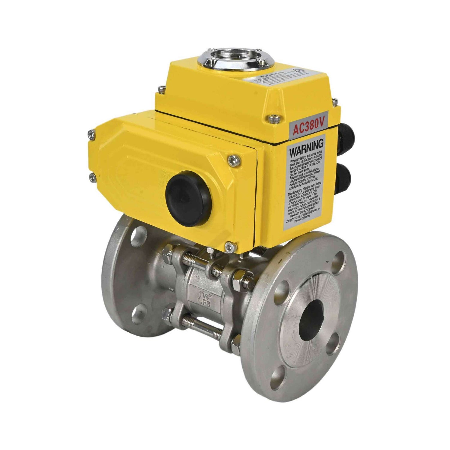 Kugelhahn aus Edelstahl Elephant ksfpt-316-180-380v, Gehäusematerial - Edelstahl AISI 316, Kugelmaterial - Edelstahl AISI 316, Dichtung - PTFE, elektrisch betätigter Antrieb