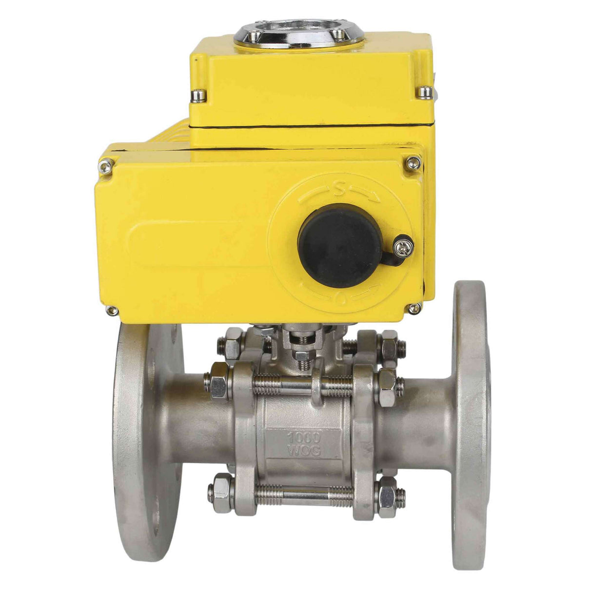 Edelstahl-Kugelhahn Elephant BVFPT-ISO.316.180 PSI580 dreiteilig, Gehäusematerial - Edelstahl SS316, Dichtung - PTFE, geflanscht, voller Durchgang, Elektroantrieb Elephant-003 220 V