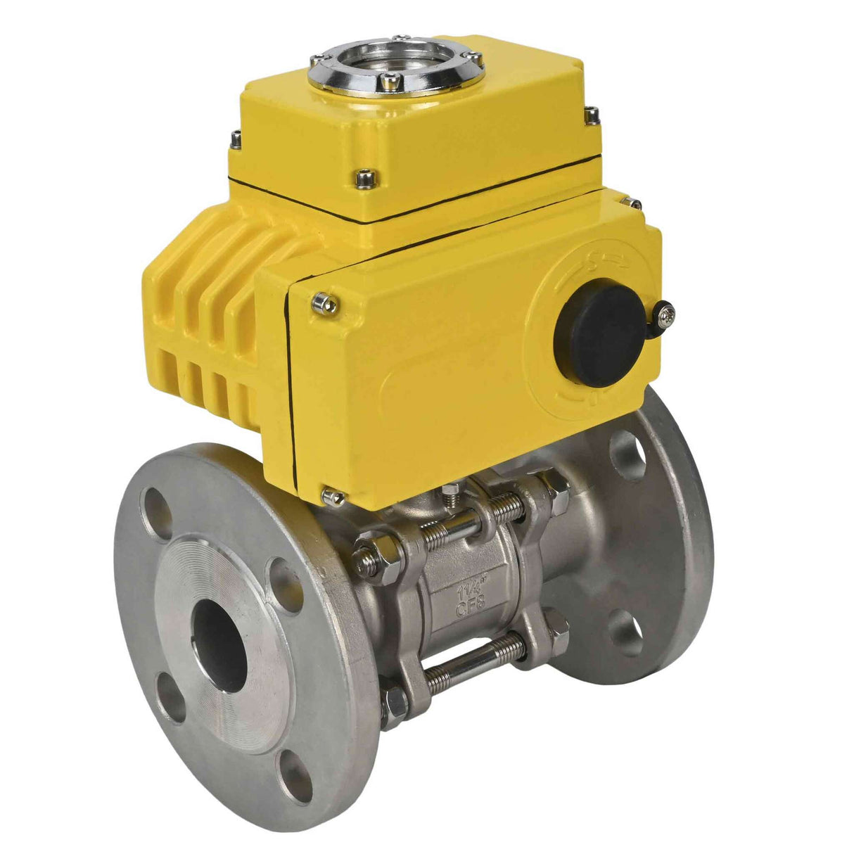 Kugelhahn aus Edelstahl Elephant ksfpt-316-180-24v, Gehäusematerial - Edelstahl AISI 316, Kugelmaterial - Edelstahl AISI 316, Dichtung - PTFE, elektrisch betätigter Antrieb