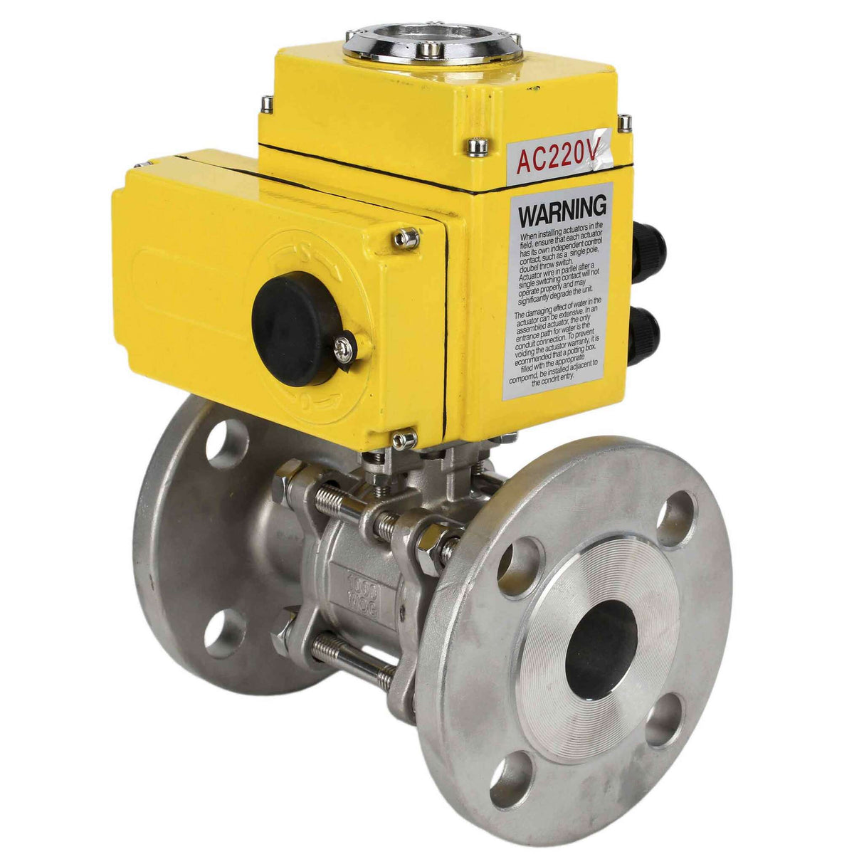 Kugelhahn aus Edelstahl Elephant ksfpt-304-180-110/220v, Gehäusematerial - Edelstahl AISI 304, Kugelmaterial - Edelstahl AISI 304, Dichtung - PTFE, elektrisch betätigter Antrieb