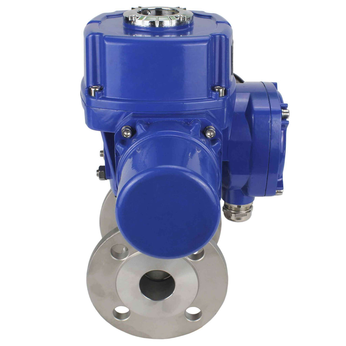 Edelstahl-Kugelhahn Elephant BVFP.316.200, Gehäuse aus Edelstahl AISI 316, voller Durchgang, mit Flansch, mit elektrischem Schwenkantrieb Elephant QT-W (M) 380V