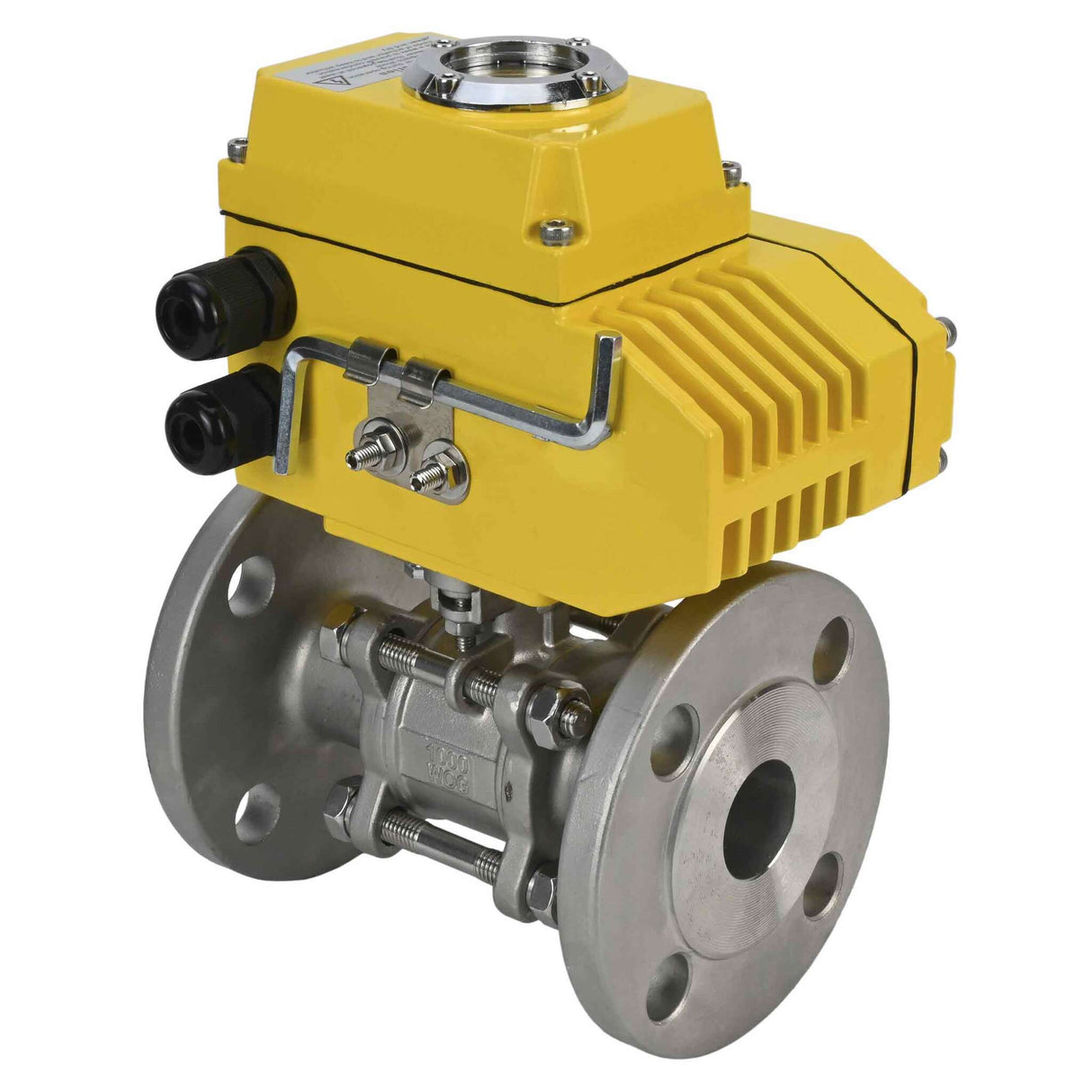 Kugelhahn aus Edelstahl Elephant ksfpt-316-180-380v, Gehäusematerial - Edelstahl AISI 316, Kugelmaterial - Edelstahl AISI 316, Dichtung - PTFE, elektrisch betätigter Antrieb