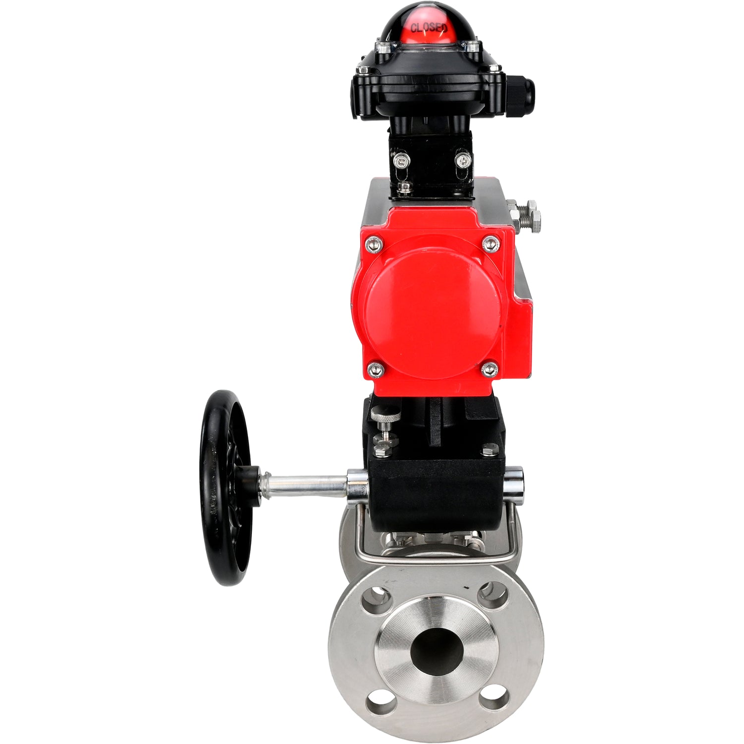 Kugelhahn aus Edelstahl Elephant ksfpt-304-180-da-apl210n-hdm, Gehäusematerial - Edelstahl AISI 304, Kugelmaterial - Edelstahl AISI 304, Dichtung - PTFE, pneumatisch betätigt