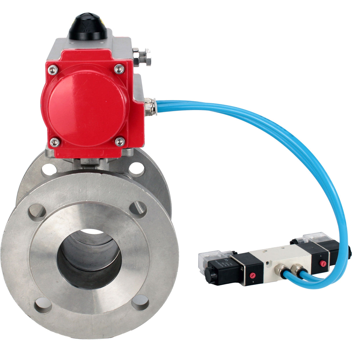 Kugelhähne Elephant BV3232P(2 Stück)-FP-F-ISO-H DN15-300 16 bar/16, voll durchgangsflansch, Edelstahl SS316, Dichtung - PTFE, mit doppeltwirkendem PA-DA Pneumatik-Antrieb, mit Pneumatikverteiler 4V320-08 220V