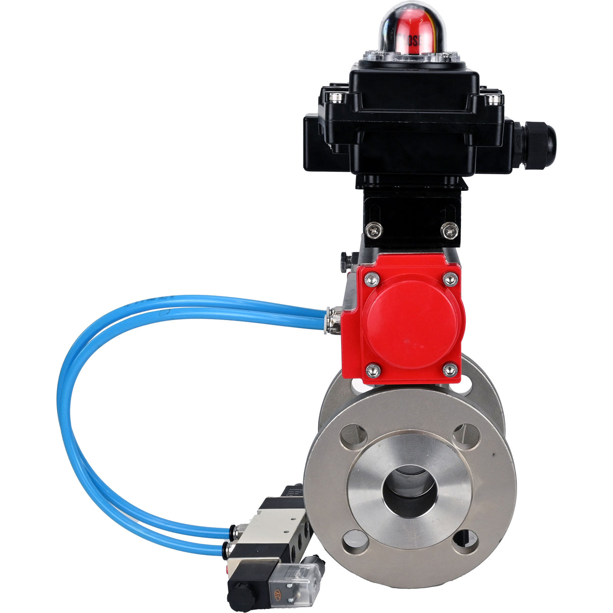 Kugelhähne Elephant BV3232P(2 Stück)-FP-F-ISO-H DN15-300 16 bar/16, voll durchgangsflansch, Edelstahl SS316, Dichtung - PTFE, mit pneumatischem Antrieb PA-SA mit Rückstellfedern, mit pneumatischem Verteiler 4V320-08 220V, mit LSU APL-410N EX