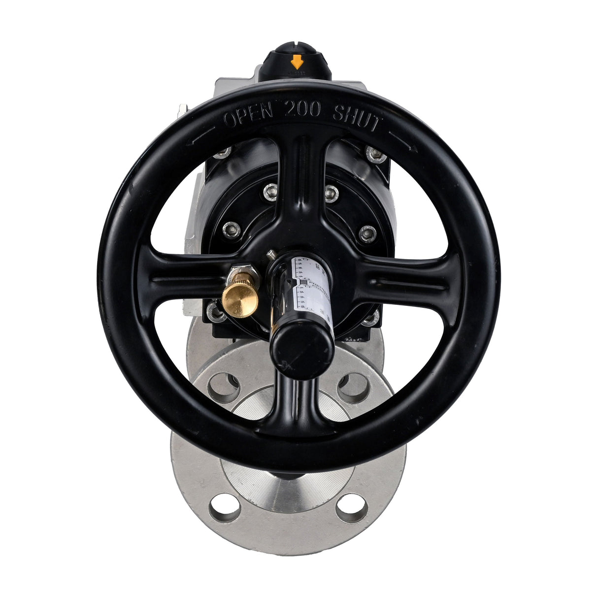 Kugelhähne Elephant BV3232P(3pc)-FP-F-ISO-H DN65-80 16 bar dreiteilig, voller Durchgang, geflanscht, Gehäuse - Edelstahl SS304, Dichtung - PTFE, mit pneumatischem Antrieb Elephant PA-DA