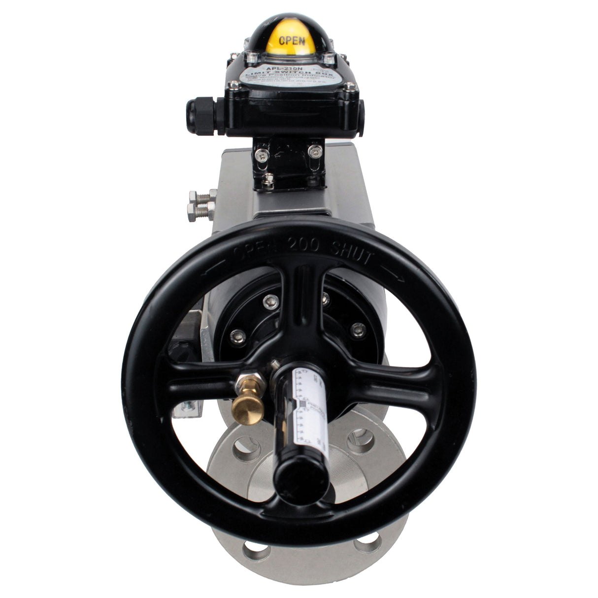 Kugelhähne Elephant BV3131P(3pc)-FP-F-ISO-H DN65-80 16 bar, dreiteilig, voller Durchgang, geflanscht, Edelstahl SS304, Dichtung - PTFE, mit pneumatischem Antrieb PA-DA-105-1 doppeltwirkend, mit pneumatischem Verteiler 4M310-08 220V, mit LSU APL-210N