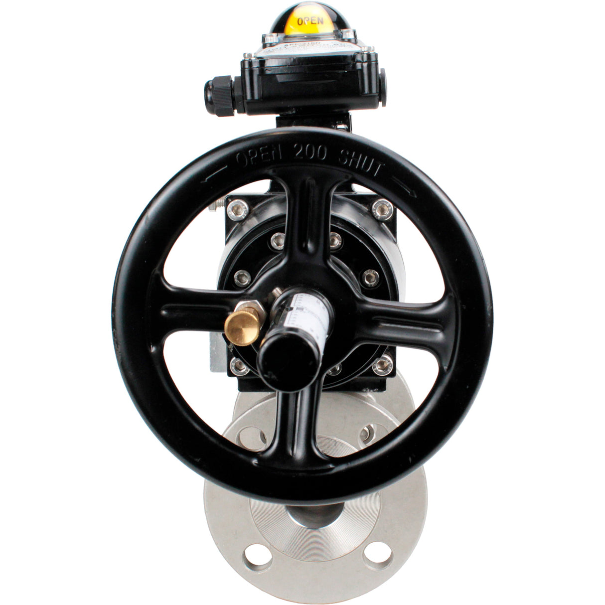 Kugelhähne Elephant BV3232P(3pc)-FP-F-ISO-H DN65-80 16 bar dreiteilig, voller Durchgang, geflanscht, Gehäuse - Edelstahl SS304, Dichtung - PTFE, mit pneumatischem Antrieb Elephant PA-DA und LSU APL-210N