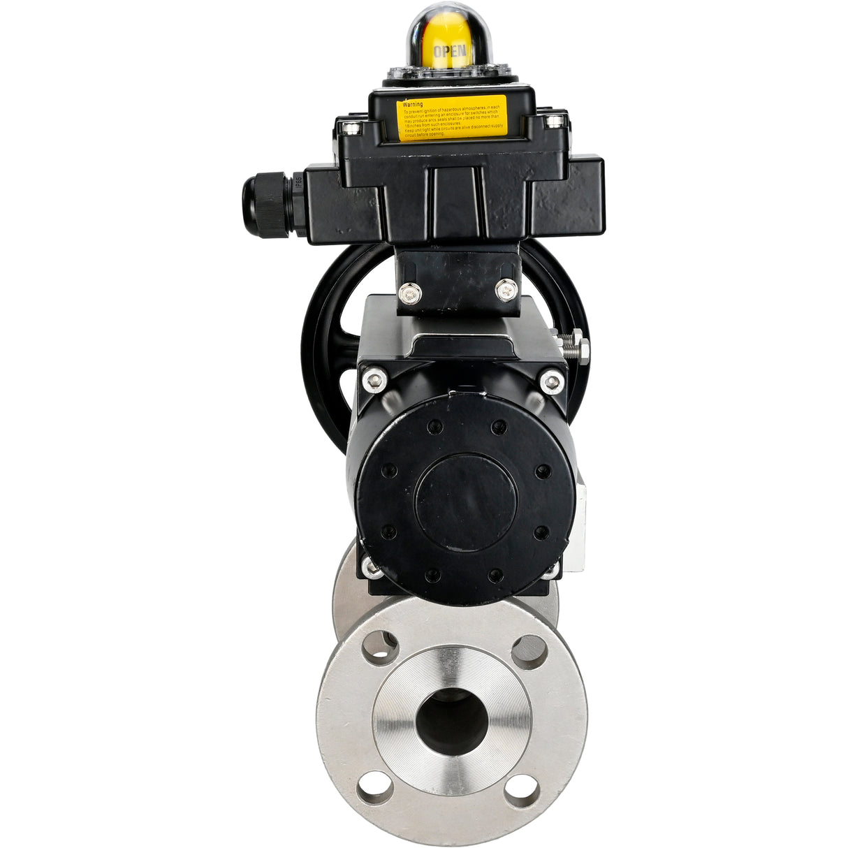 Kugelhähne Elephant BV3131P(3pc)-FP-F-ISO-H DN65-80 16 bar Drei-teiliger Vollbohrungsflansch, Gehäuse - Edelstahl SS304, Dichtung - PTFE, mit pneumatischem Antrieb Elephant PA-DA und LSU APL-410N EX