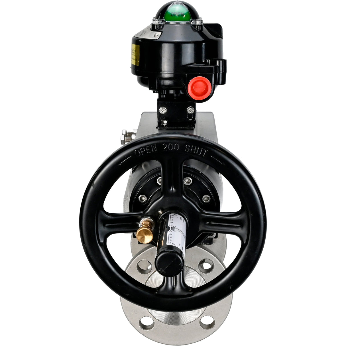 Kugelhähne Elephant BV3232P(3pc)-FP-F-ISO-H DN65-80 16 bar dreiteilig, voller Durchgang, geflanscht, Gehäuse - Edelstahl SS304, Dichtung - PTFE, mit pneumatischem Antrieb Elephant PA-DA und LSU APL-510N EX