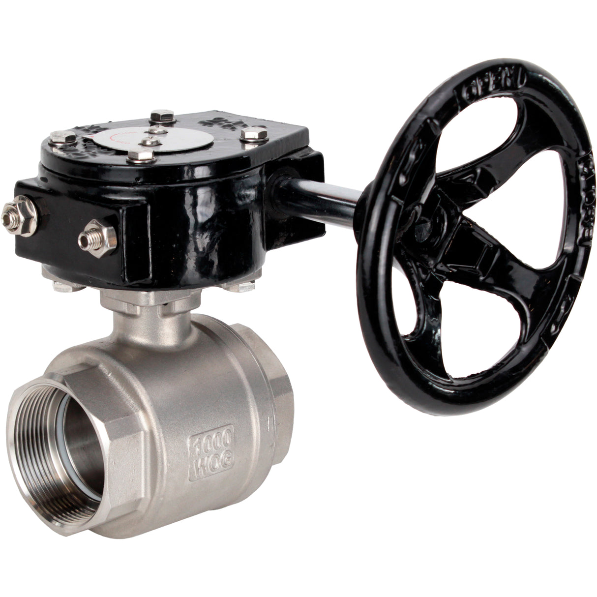 Kugelhahn aus Edelstahl Elephant kshmp316-elephant-rdn, Gehäusematerial - Edelstahl AISI 316, Kugelmaterial - Edelstahl AISI 316, Dichtung - PTFE, getriebegetrieben