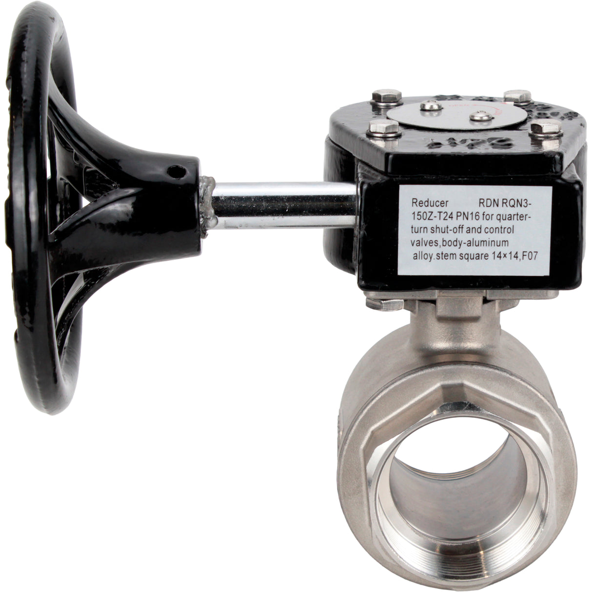 Kugelhahn aus Edelstahl Elephant kshmp316-elephant-rdn, Gehäusematerial - Edelstahl AISI 316, Kugelmaterial - Edelstahl AISI 316, Dichtung - PTFE, getriebegetrieben